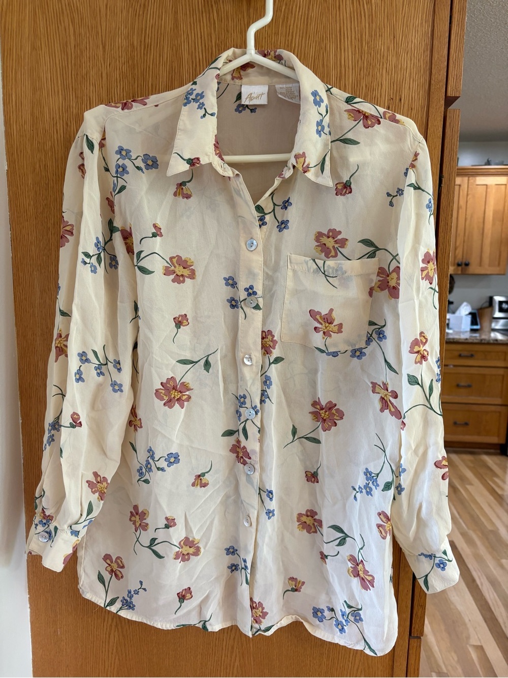 Apart Light Cream Floral Button-Down Shirt - Women's Top